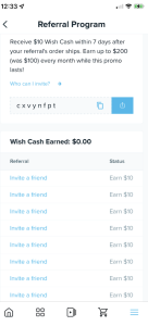 wish promo code for existing customers 